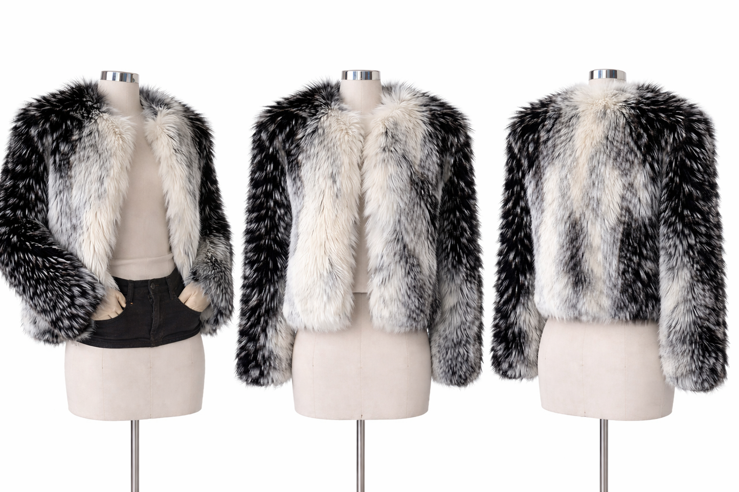 Chloe - Color Block Faux Fur Coat